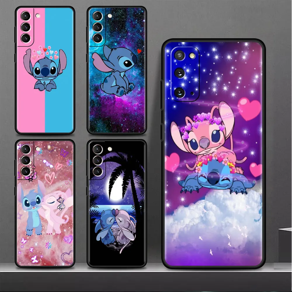 

Black TPU Case For Samsung Galaxy S20 FE S21 Ultra S22 Plus S10 Lite S9 S8 S10e S7 Soft Funda Phone Cover Cute Funny Stitch Capa