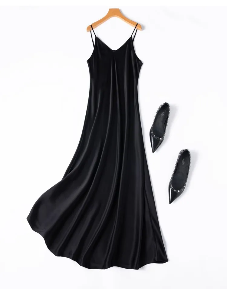 Sukienka Birdtree Summer 21MM, 100% jedwab, damska, gładka satyna, bez rękawów, dekolt w serek, krój asymetryczny, jednolity kolor, nowość 2025 D56425JF