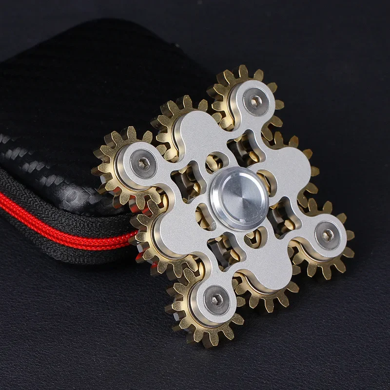 Metal Fidget Spinner com Gear Linkage, Cobre EDC Hand Spinner, Anti Stress, Finger Game, Fingertip Gyro Brinquedos para Adultos, Presentes, Novo