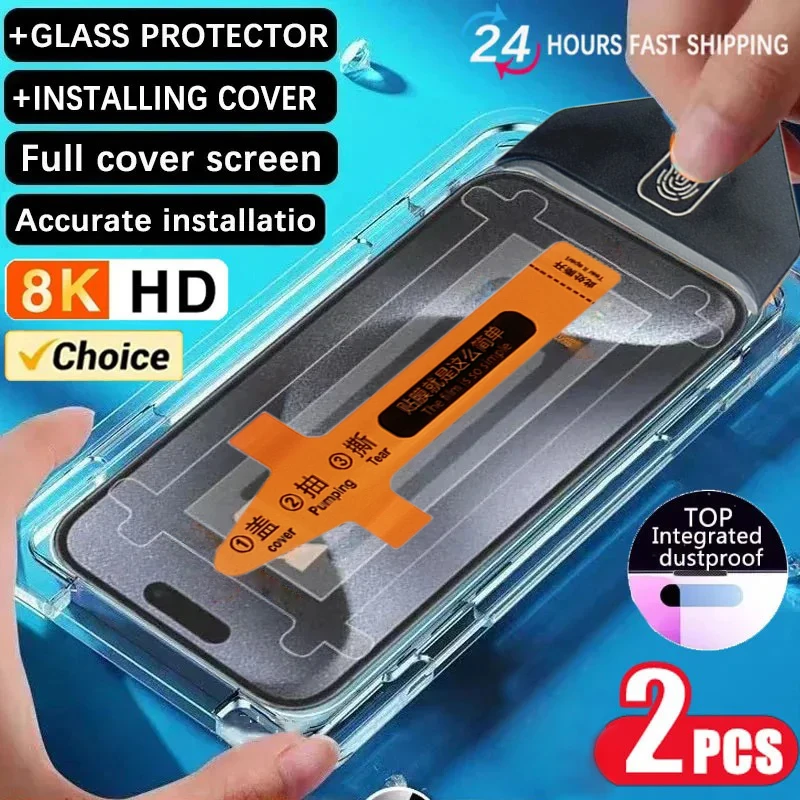 2Pcs 8K Dust Free Installation Tempered Glass For iPhone 14 Pro Max HD Glass iP 14 Plus Privacy Screen Protector