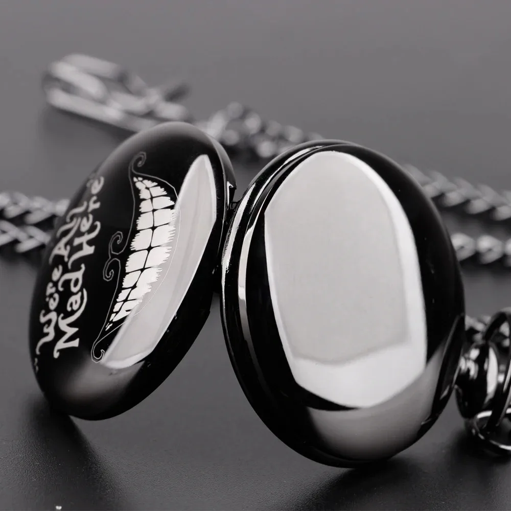 Black Fashion Quartz Pocket Watch for Men Women Steampunk Retro Pendant Chain Watches Gift Clock Reloj Bolsillo Digital