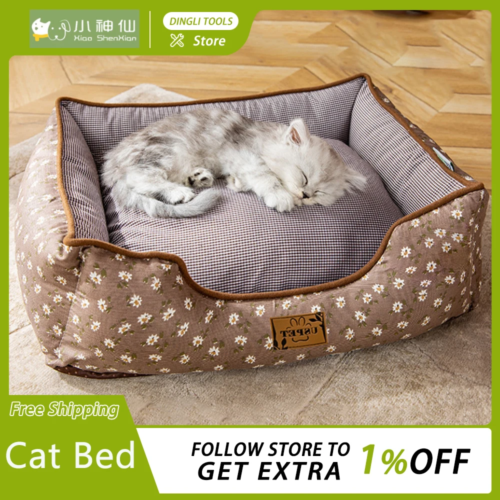 Pet Dog Cats Bed Winter Keep Warm Dog Cats Universalize Cushion Washable High Elastic Sponge Thicken Dog Cat Cushion Pet Bed