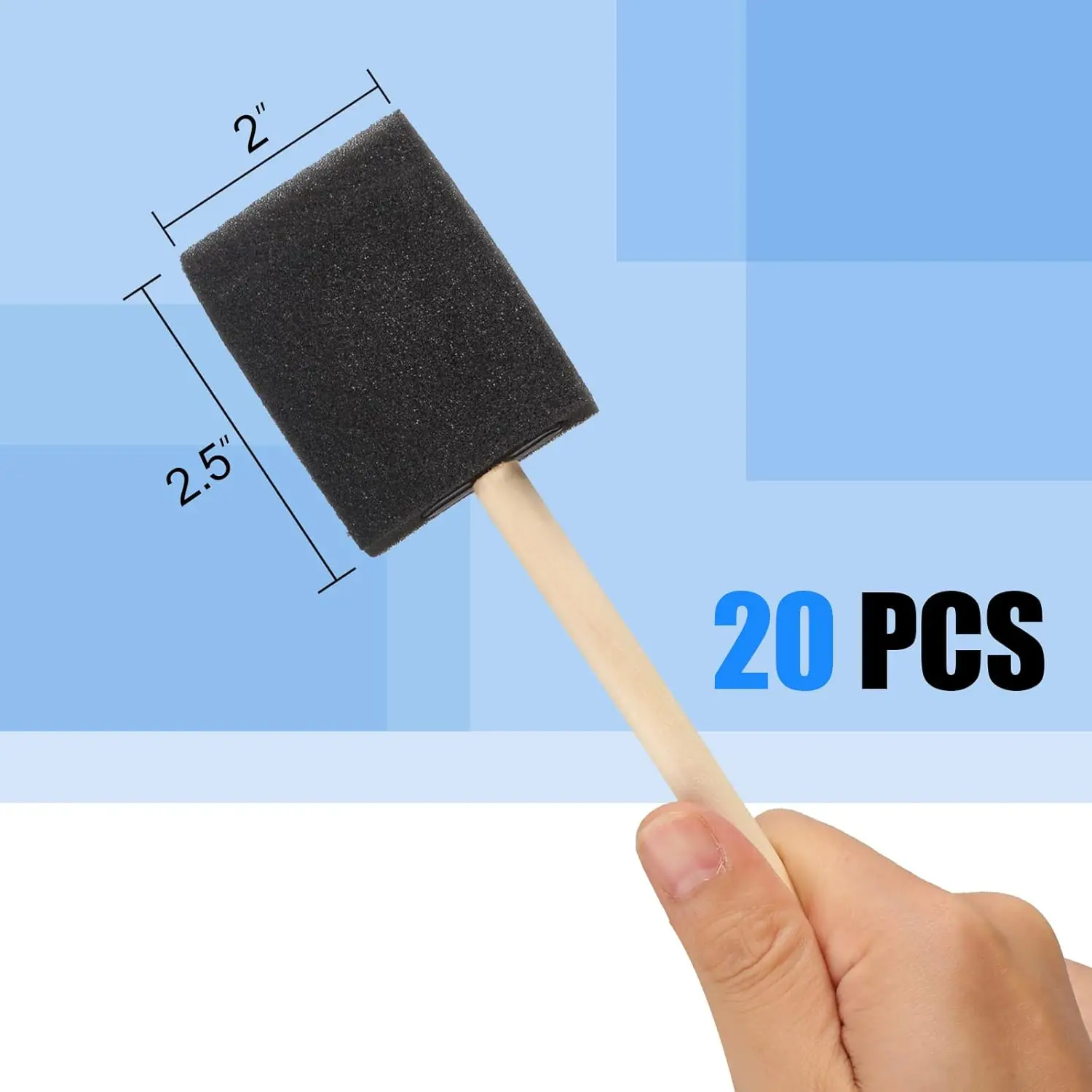 20 Pcs Foam Paint Brushes, 2 Inch Foam Brush, Wood Handle Sponge Brush, Sponge Brushes for Painting, Foam Brushes for Staining, 