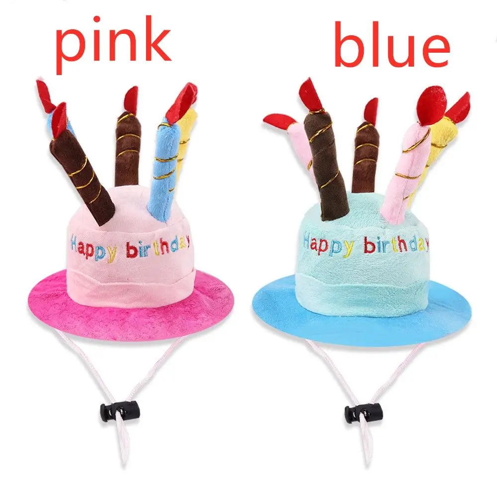 Dog Hat Pet Dog Cat Hat with Birthday Cake Cap Candle Gift Design Birthday Party Costume