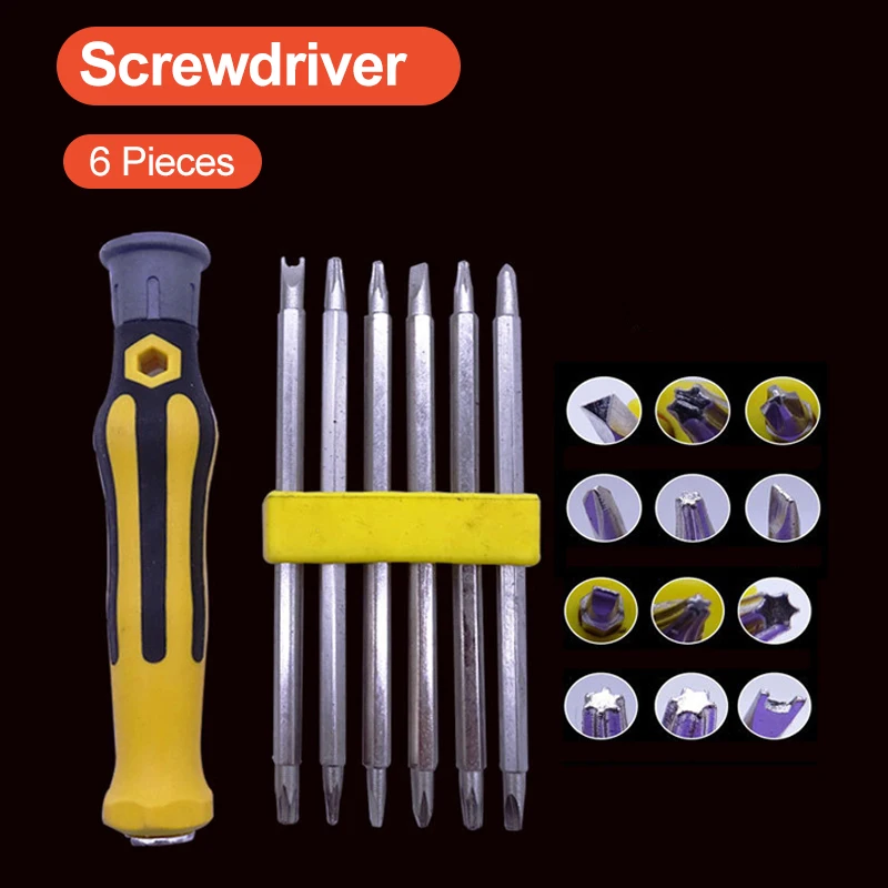 Set di cacciaviti 12 In 1 punta per cacciavite magnetico antimanomissione testa per cacciavite Torx esagonale riparazione piatta utensile manuale isolato di precisione