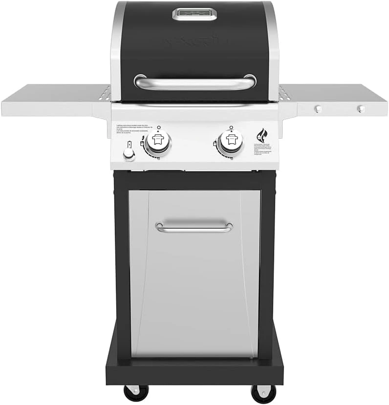 

Deluxe 2-Burner Propane Barbecue Gas Grill with Warming Rack Outdoor Cooking, Patio, Barbecue Grill, Foldable Side Table