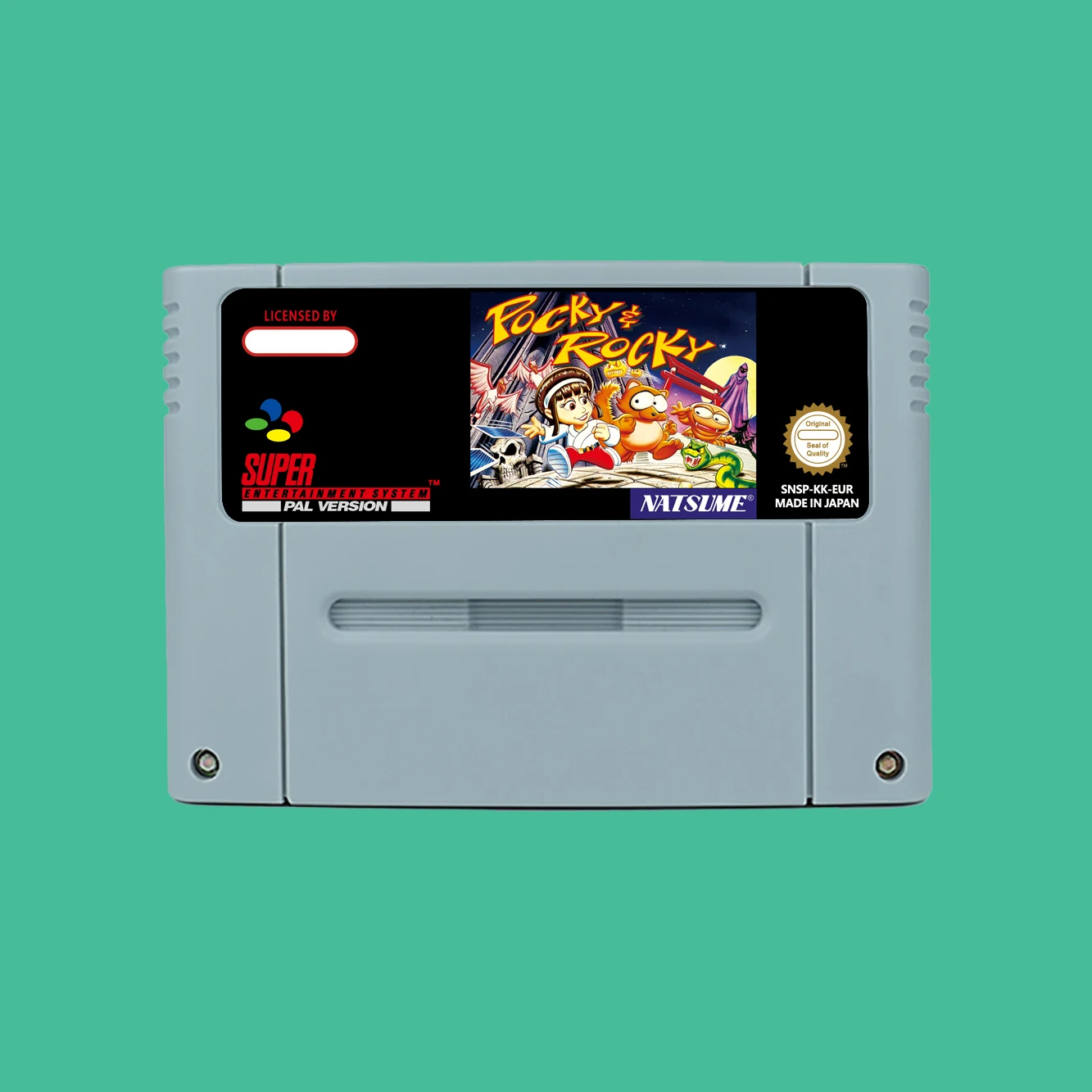 Action Game for Pocky & Rocky  - USA or EUR version Cartridge available for SNES  Game Consoles