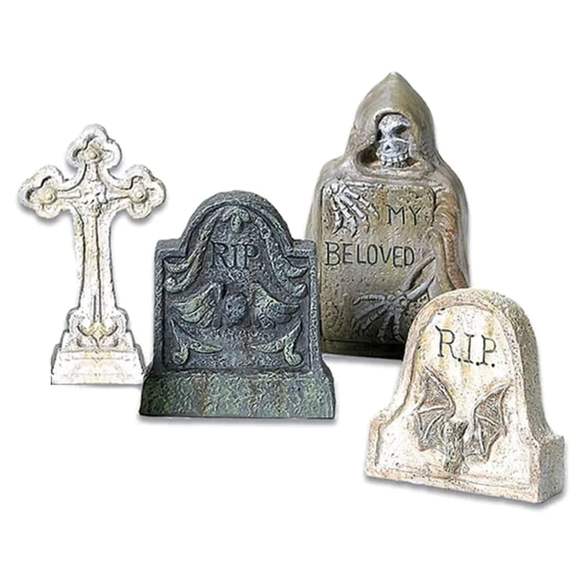 Resin Tombstones Ornaments Village Collections Tombstones Figurine Set, Multiple Sizes, Multicolor