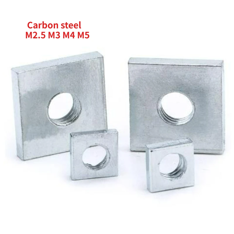 

20-400pcs Square Slide Nut M2.5 M3 M3.5 M4 M5 Zinc Plated Steel Thin Square Nuts Slider Block for Aluminum Profile Accessory