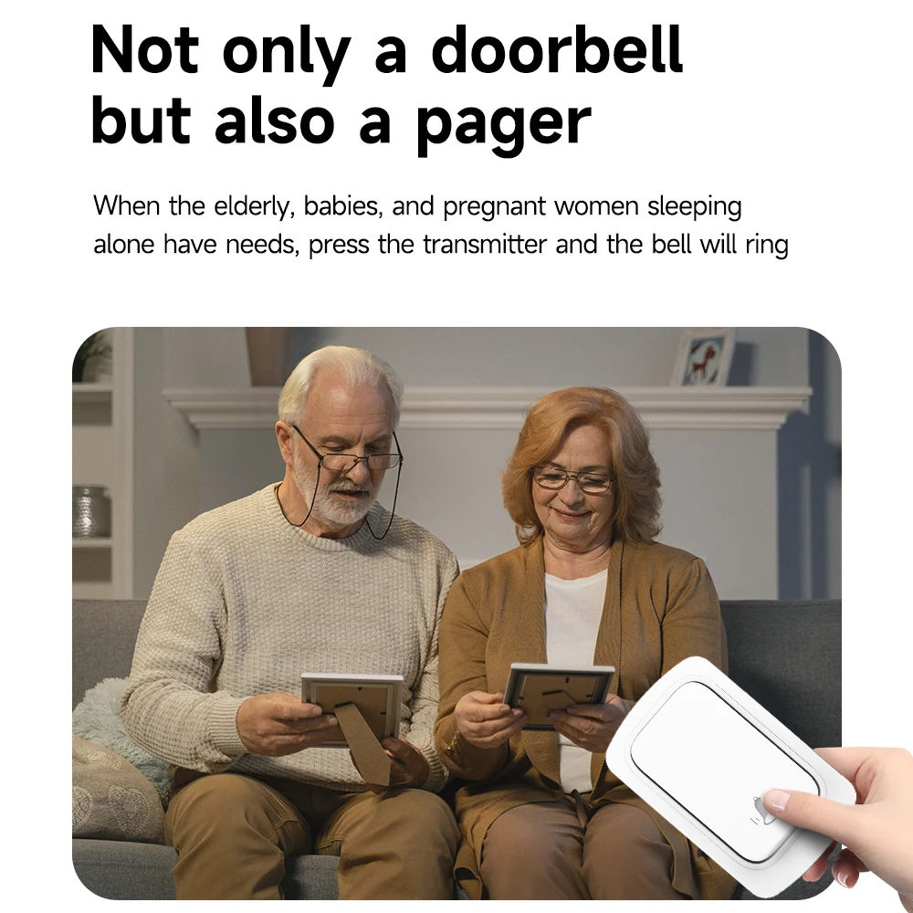 001 sin batería EE. UU. UE Reino Unido enchufe IP44 impermeable alto volumen timbre de puerta electrónico de CA timbre inalámbrico autoalimentado de larga distancia