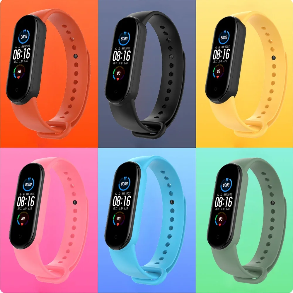 Nuovo cinturino di ricambio in silicone colorato per Xiaomi Mi Band 8 7 6 5 4 3 Bracciale Mi Band 4 5 6 7 8 Accessori 44 colori