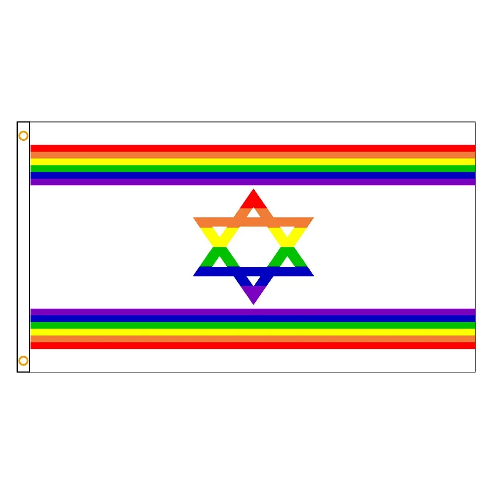 90x150cm Polyester Rainbow Gay Pride Israel Israelis Flag