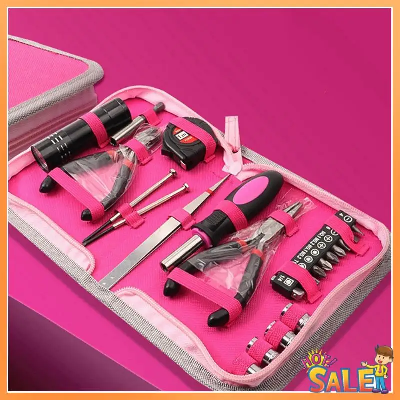 

AB68 23Pcs Household Repair Tool Kit, Multifunctional Pink Home Hand Tool Set, Portable Women Repair Tool For DIY Home Repair