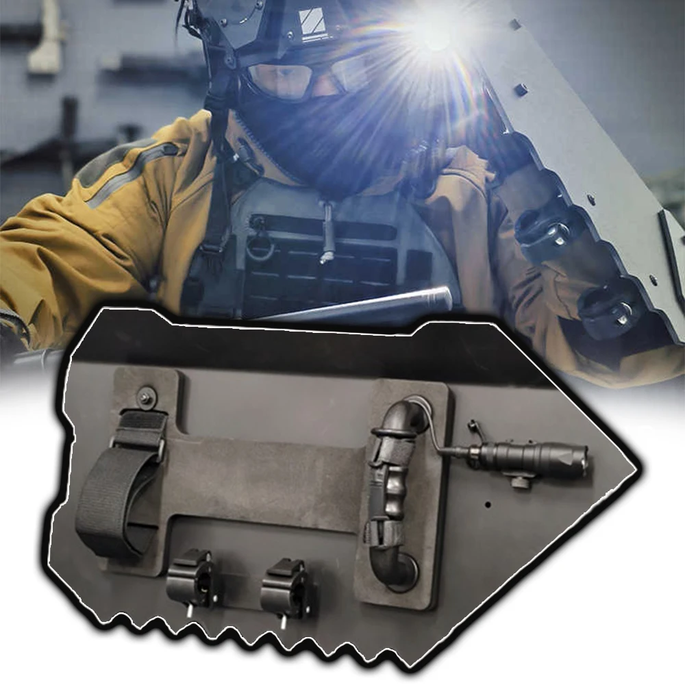 Tactical Arm Shield Airsoft Offensive Defensive Metal Shield Outdoor Vehicle-Mounted Self-Defense Equipment for CS Field Battle