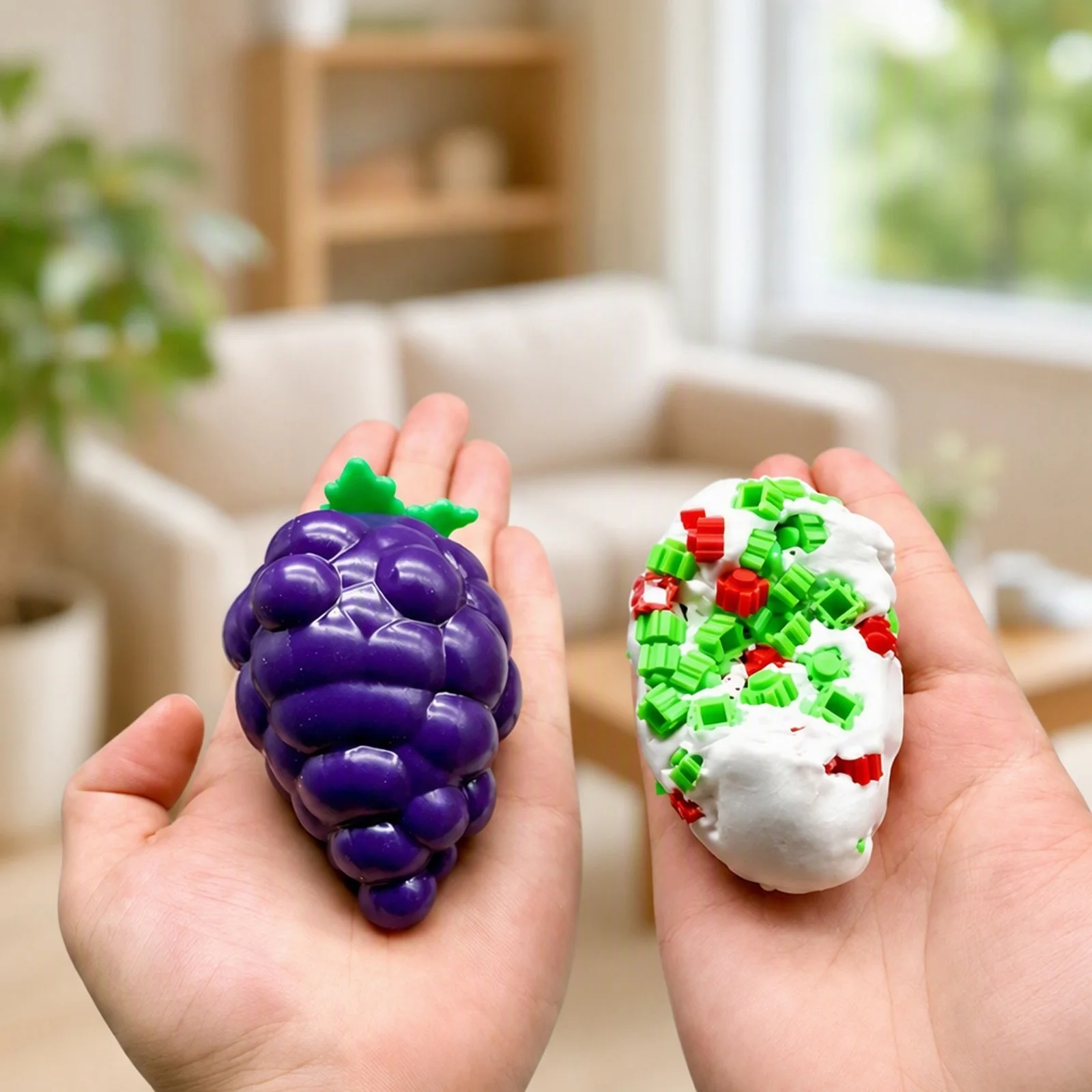 Brick Surface Purple Grape Slow Rising Pinch Ball Squeeze Sensory Tension Relief Desk Sensory Toy