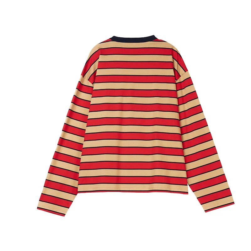 

Color Blo Stripe Long Sve T-irt Women's Versatile Top for Autumn UX UNIVERSE 2025 Winter Collection TC2T325