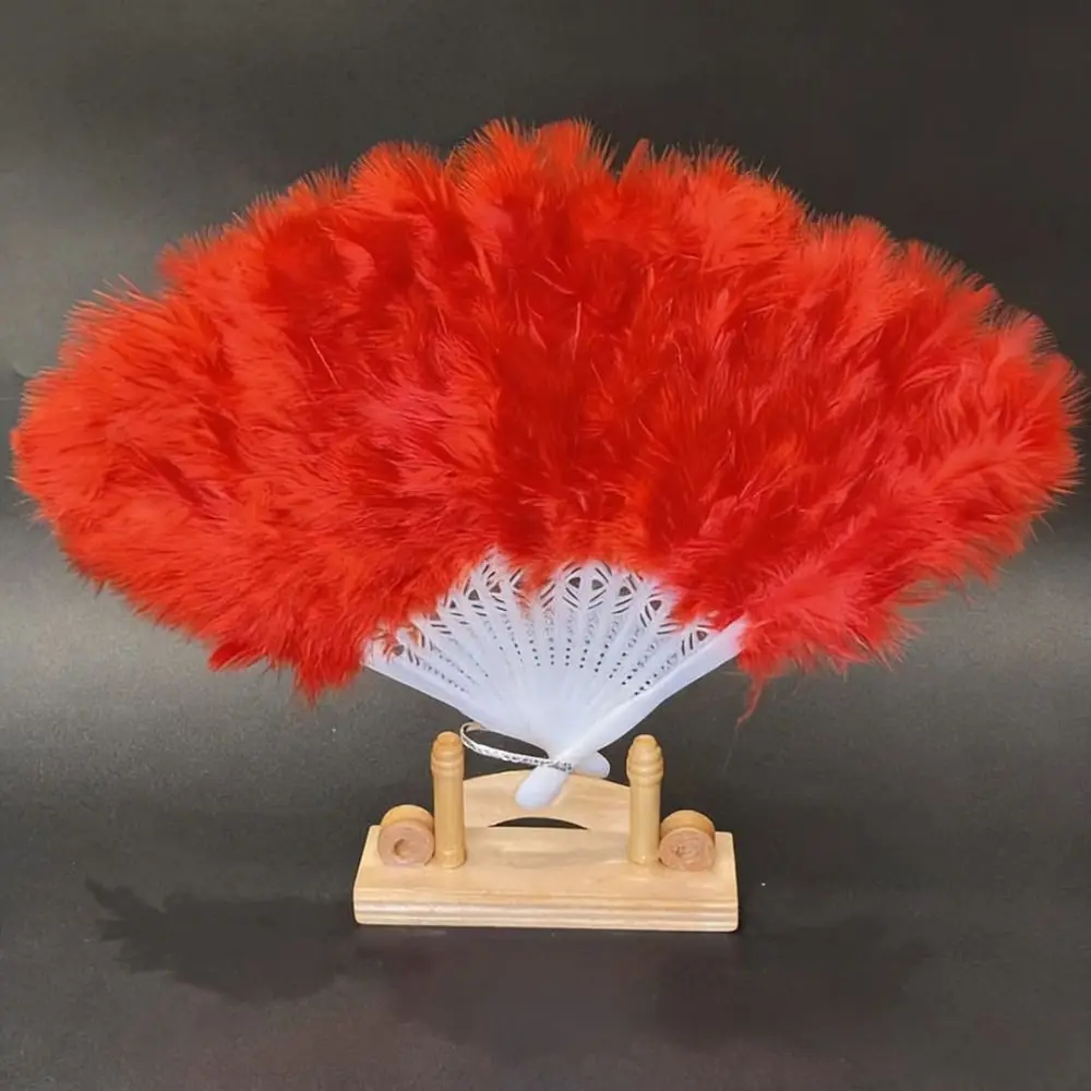 High Quality Handmade White Hand Fan 38*24cm Crafts Gifts Ladies Folding Fur Fans Multicolors Chinese Style Hanfu Fan Home Decor