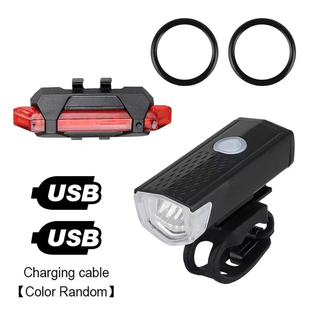 Fietslichtset Fietskoplamp Achterlicht USB Oplaadbaar MTB Fiets Voor Achter Lamp Set Fietsen Zaklamp Fietsaccessoires