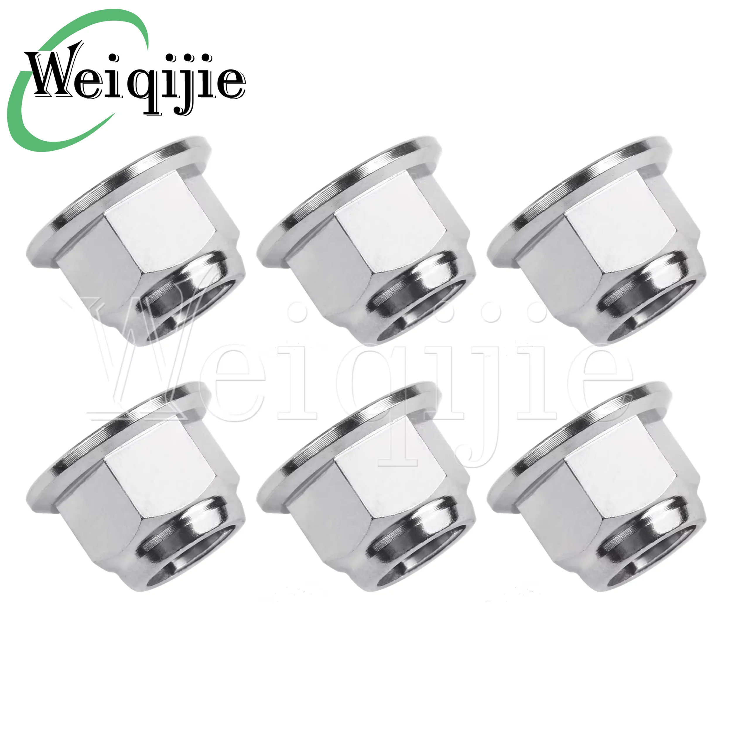Weiqijie 6pcs Titanium Alloy Flange Lock Titanium Nut M6/M8/M10/M12 Suitable for Bicycle and Motorcycle Modification