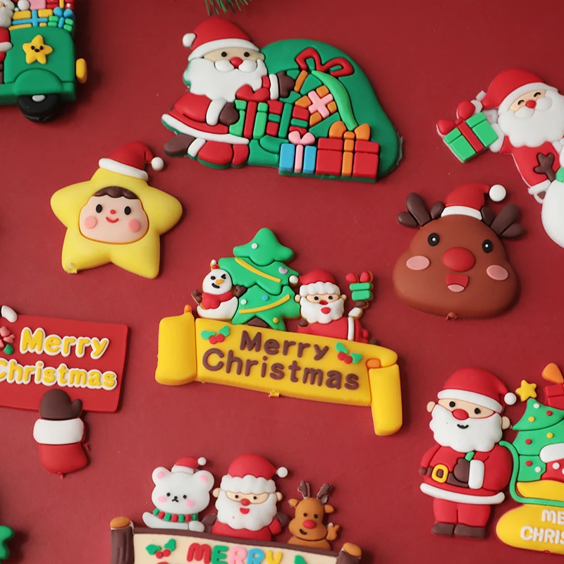 10pc Merry Christmas Cake Decorations Santa Claus Beer Cake Toppers for Happy New Year Cupcake Decorations Toppers Baking Gifts