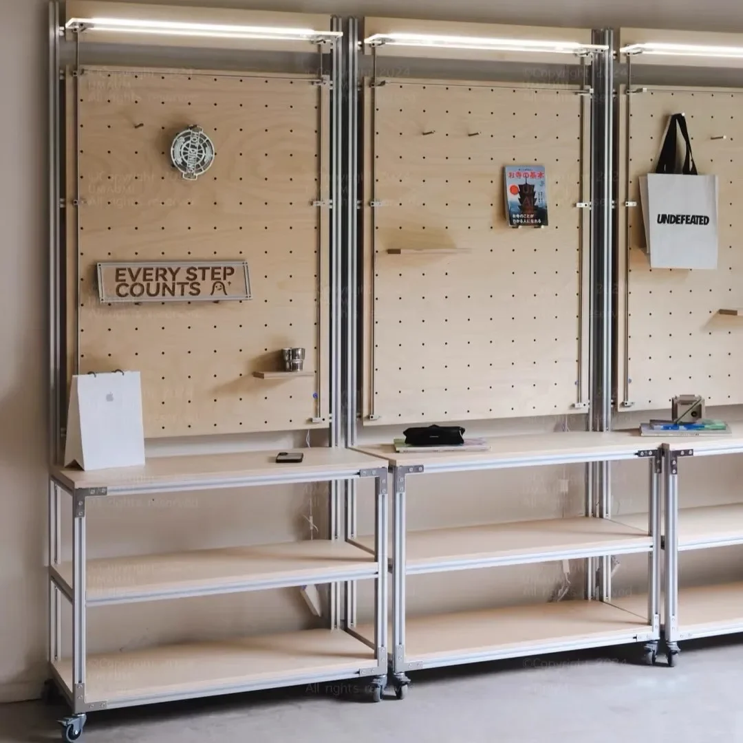 Medieval Birch Ocean Panel Aluminum Profile Shelf Floor-to-ceiling Storage Cabinet Locker Display Cabinet Drawer Cabinet