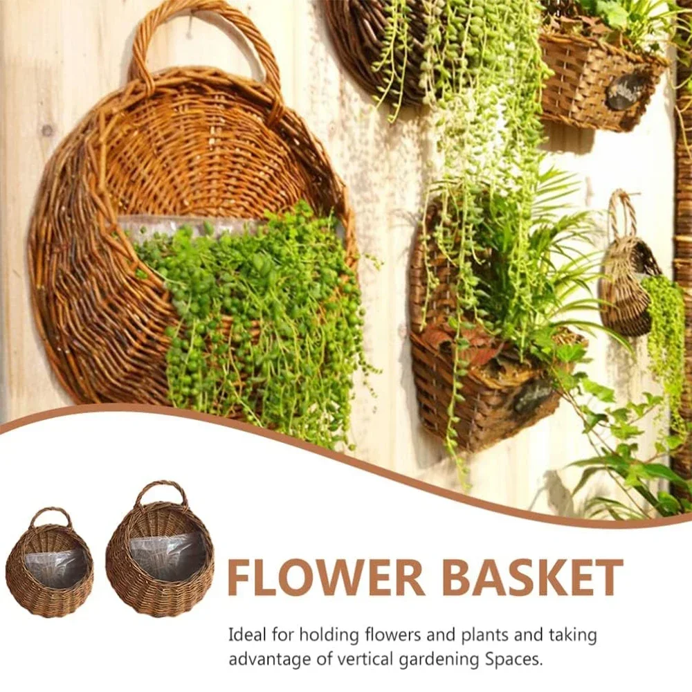 

Woven Hanging Basket Fence Hanging Planter Wicker Hanging Storage Basket Nest Storage Container for Home Garden Wall Decoration