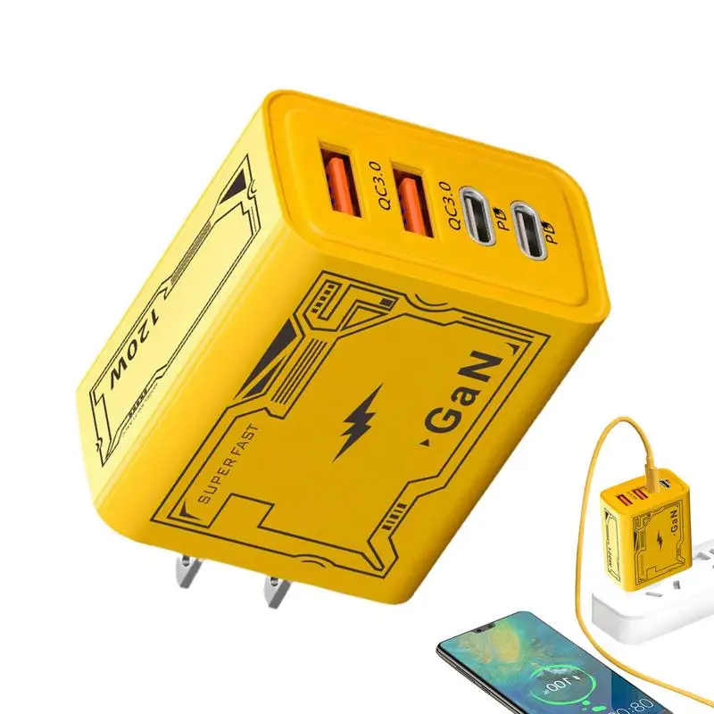 

4 Port Fast Charger PD 120W Portable Charging Cube Outdoor Travel Gear Stylish Charger Brick For Smartphones Laptops