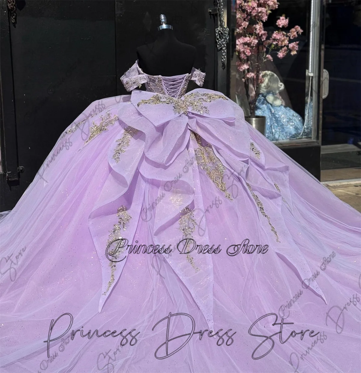 Princesse mexicaine dentelle Appliques Quinceanera robes robe de bal 2025 avec nœud doux 16 robe personnalisée vestidos de 15 quinceañera