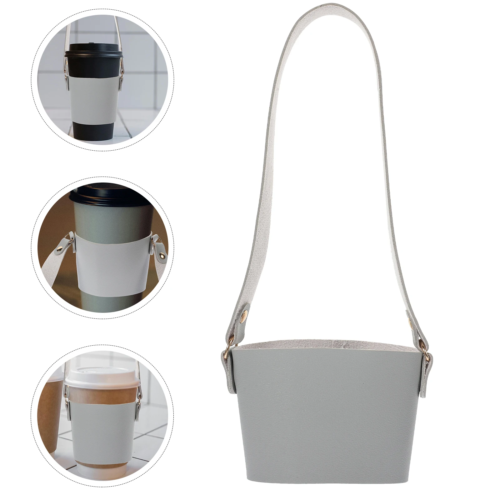 

PU Coffee Sleeve Nonslip Handheld Cup Carrier Portable Coffee Cup Purse for Hot Drink Protection Reusable