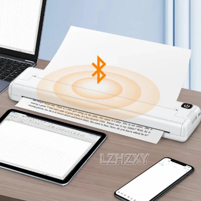 A4 Thermal Error Printer ，Small Home Office Bluetooth Wireless Handheld Portable Inkless Thermal Error Printing School Supplies