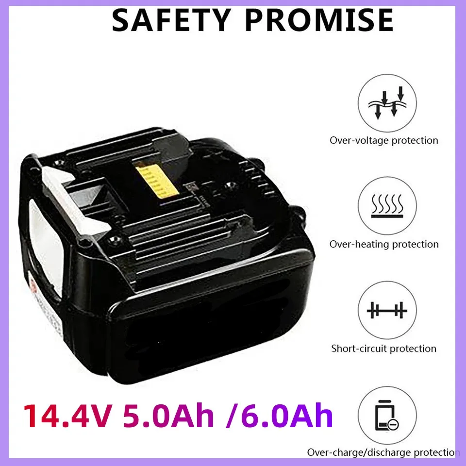 100% original new 14.4 V 5.0 Ah 14V lithium-ion battery for power tools BL1460 BL1430 1415 194066-1