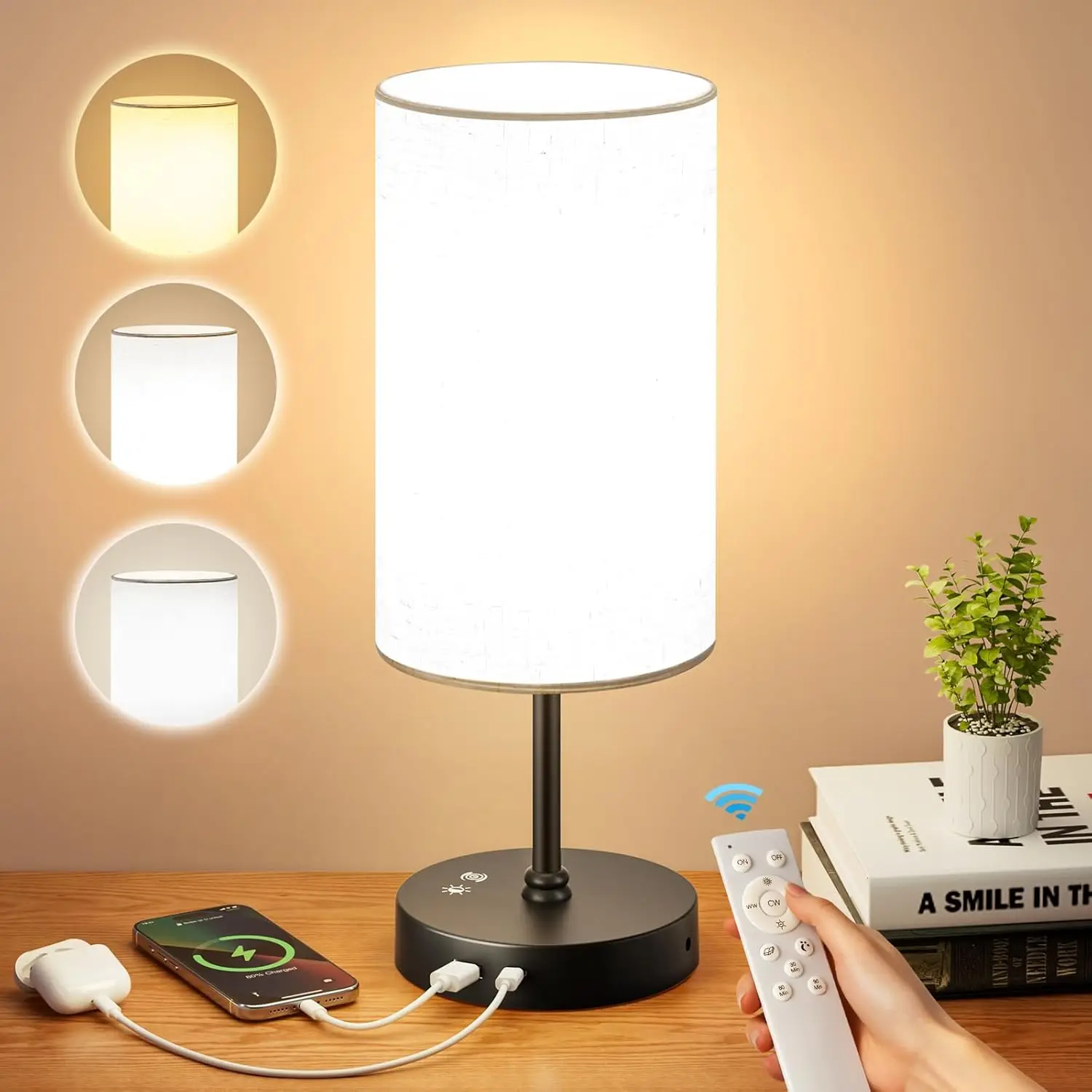 Lámpara de Terapia de Luz de 10000 Lux con Control Remoto, Lámpara Solar de Espectro Completo sin Rayos UV, 3 Temperaturas de Color y Temporizador de Atenuación