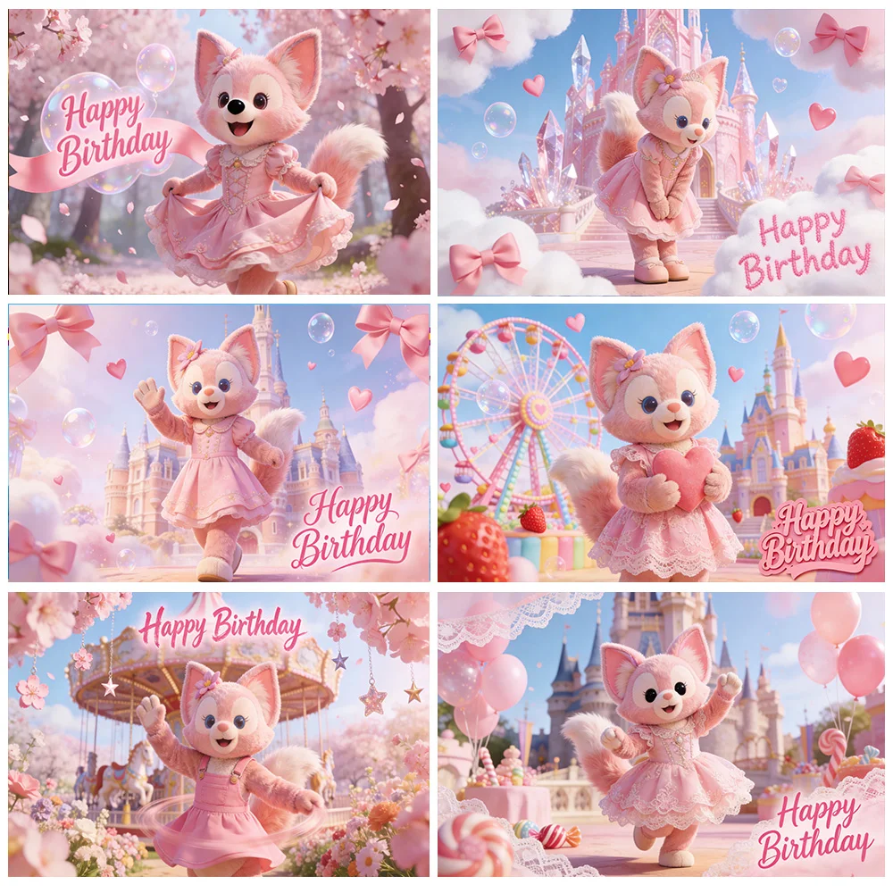 

Disney Lina Belle Birthday Party Backdrop Decoration Girls Gifts Baby Shower Supplies Children Photography Cute Background Cloth