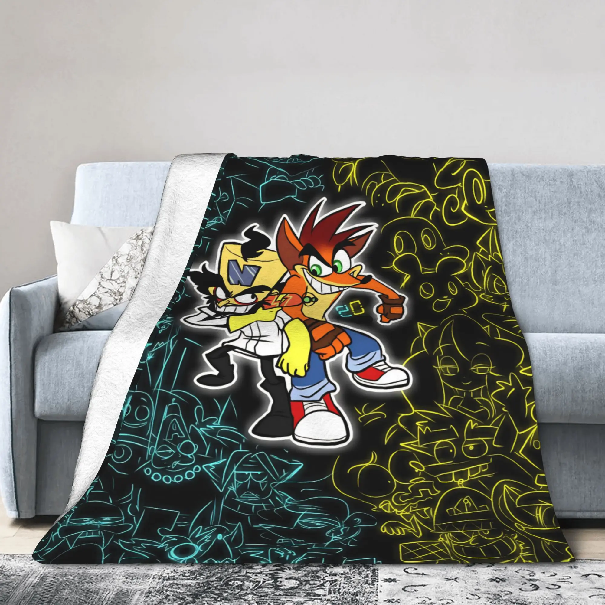 Crashed Game Bandicoots Blankets Aku Flannel Funny Warm Throw Blankets for Bed Sofa  Winter