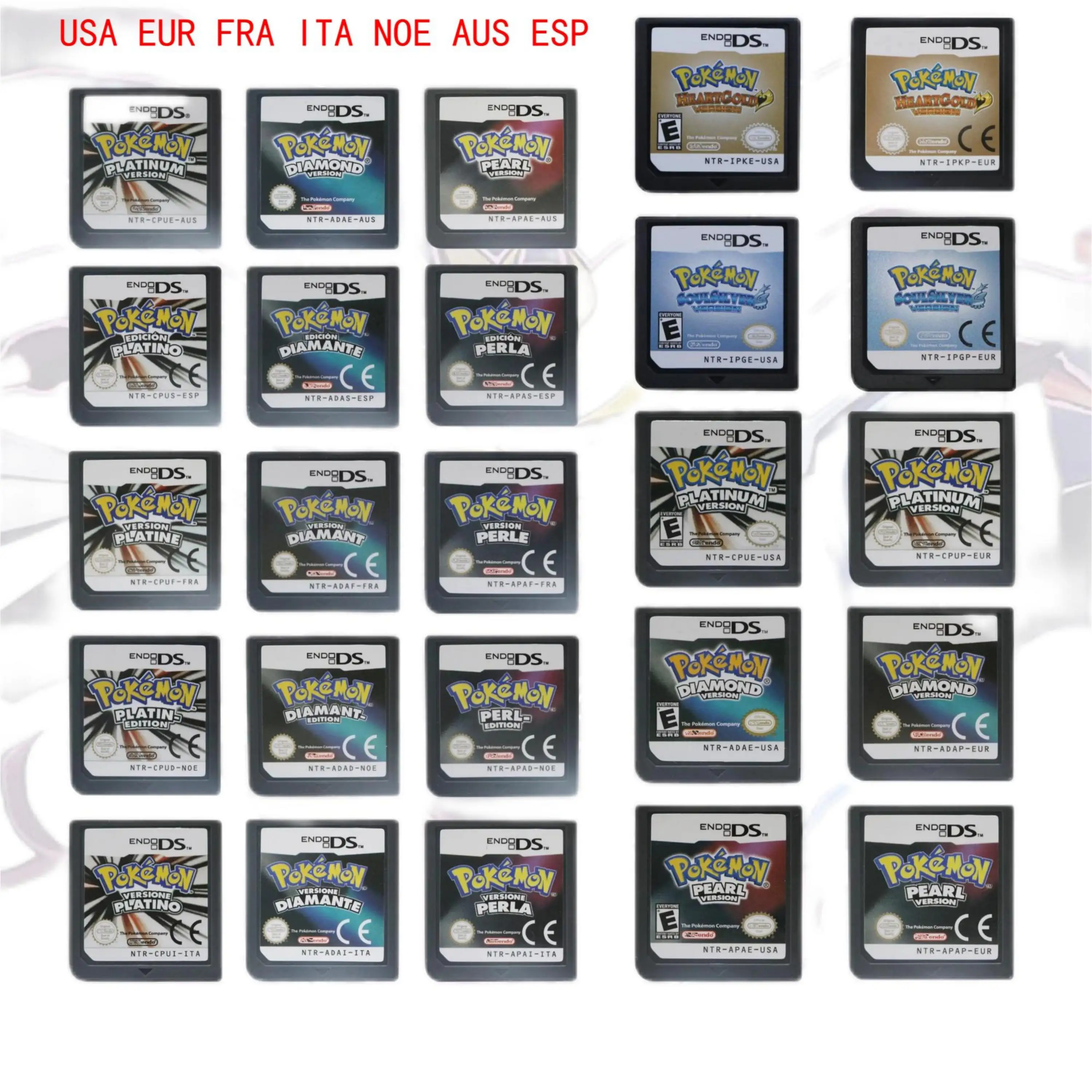 

Версия Pokemon Platinum Diamond Pearl HeartGold SoulSilver Видеоигровая карта для консоли DS 2DS 3DS NOE/ESP/ITA/FRA/USA/EUR/AUS