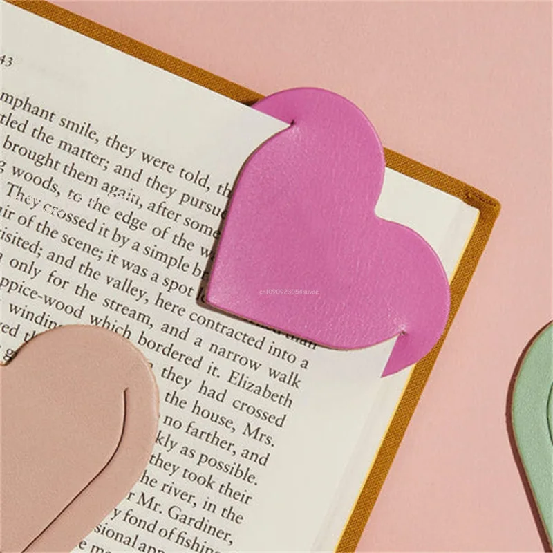 Heart Shaped PU Leather Bookmark Colorful Double Sided Tablet Gift for Book Lovers Readers and Diary Lovers