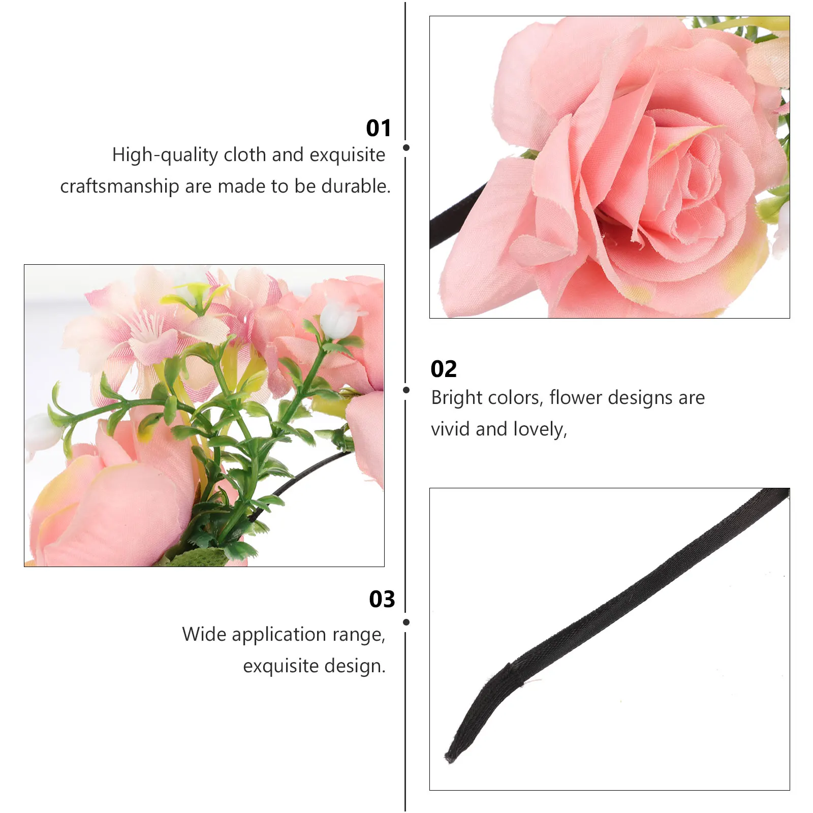 

Garland Hair Band Imitation Flower Hair Hoop Floral Headwear Party Festival Decor Costume Carnivals Bright Color Comfortable