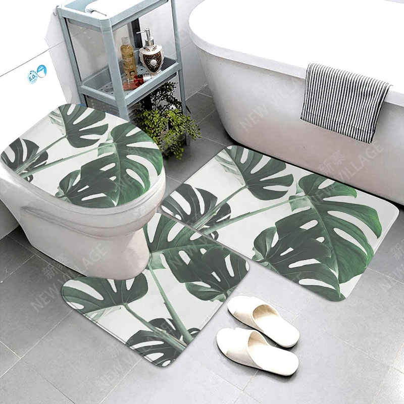 Anti-slip Bath Mat plant Bathroom Rug Shower Mat Decorative Absorbent Foot Mat Entrance Bathtub toilet rug boho Nordic leaf