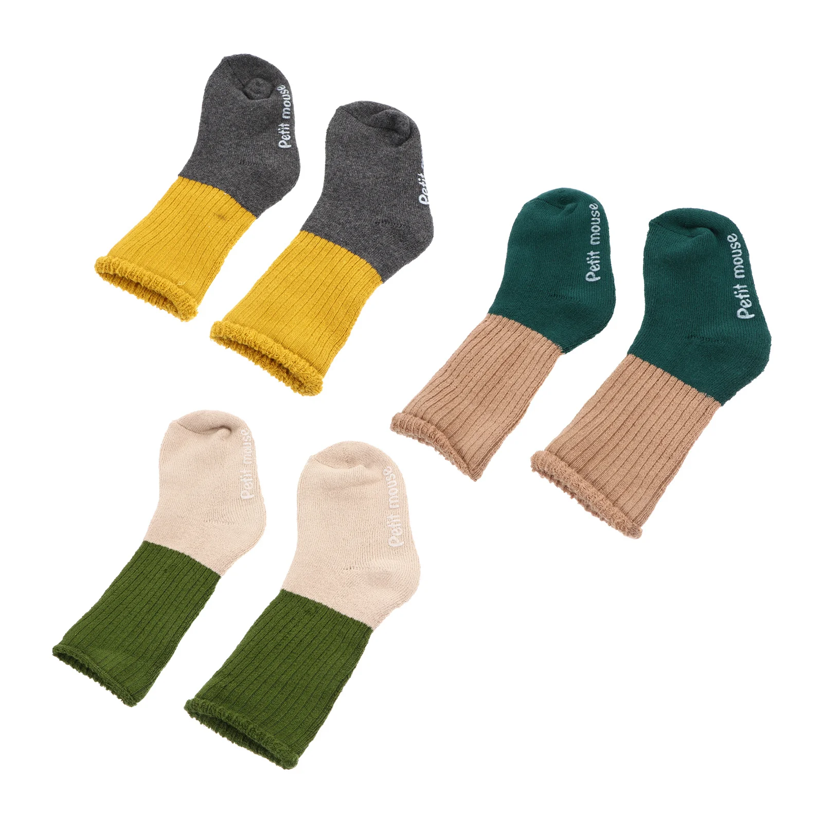 3Pairs Winterkousen Baby Vloersokken Set Antislip Katoenen Baby Warme Sokken Zacht Elastisch Antislip voor Kinderen Winterkousen