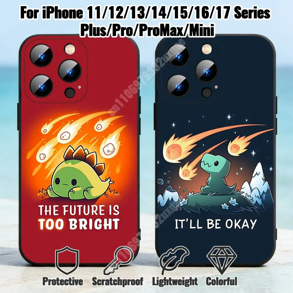 

Funny Dinosaur Memes Phone Case for iPhone 17 16 Pro Plus Air 16E 15 14 13 12 11 Max Mini XR XS Silicone Cover