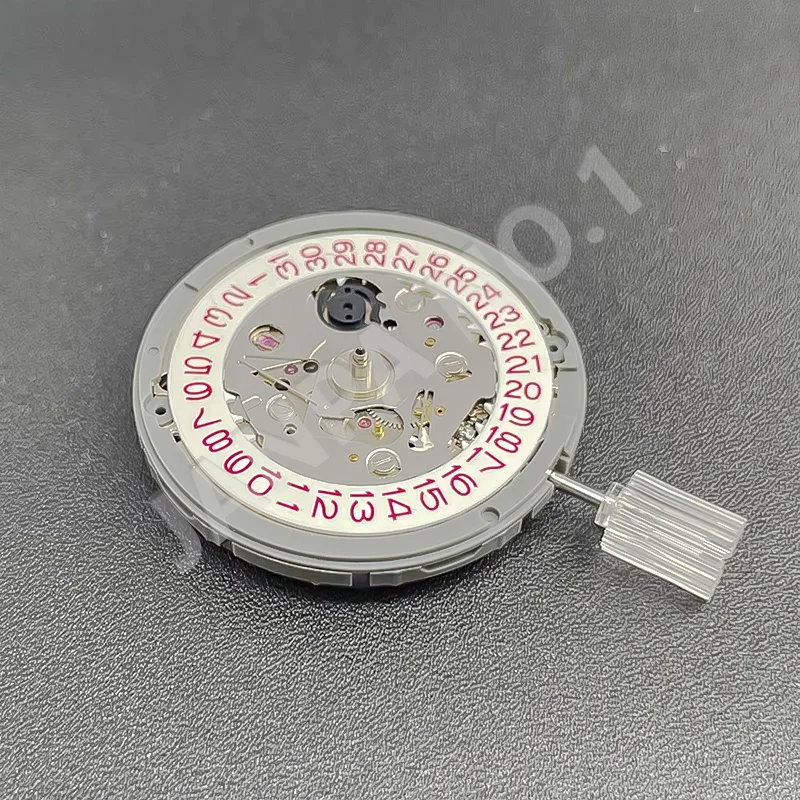 Japan NH35 Movement Mod White-Red Text Datewheel Crown at 3.0 Position Genuine NH35A Red Disc Version 24 Jewels