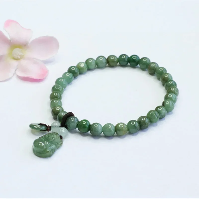 Burmese Jade Maitreya Bracelets Natural Bracelet Bead Stone Charms Bangle Women Accessories Man Jadeite Green Jewelry Amulets