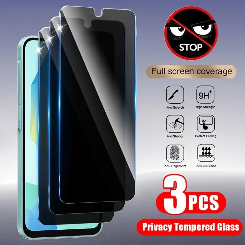 

3Pcs Full Cover Privacy Tempered Glass for Samsung Galaxy A56 A55 A54 A53 A52 5G A52S A36 A26 A16 A35 A25 A15 A05 A05S Glass