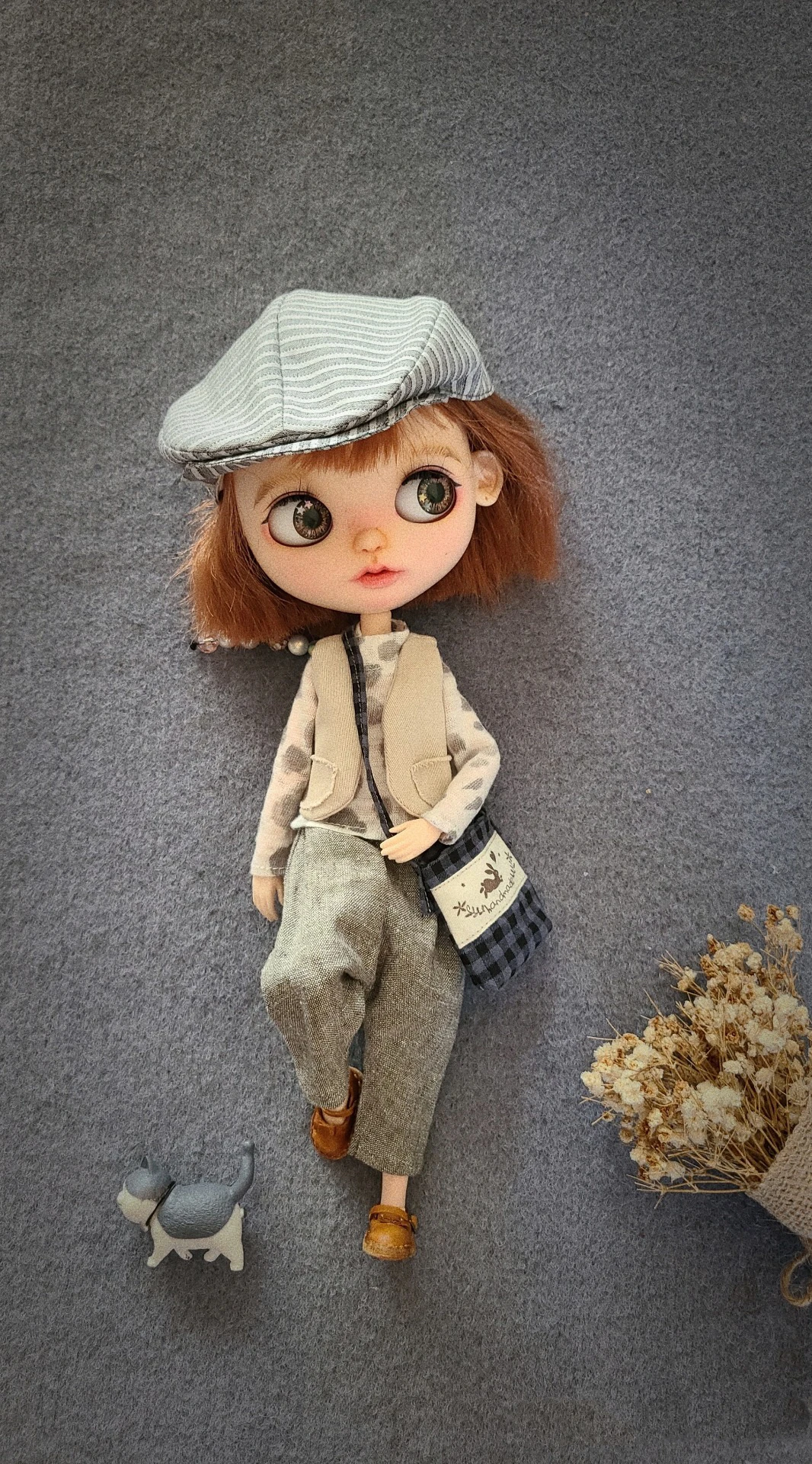 （One month reservation）BJD Blythe Clothes Punk style in vest peaked cap 1/6 30cm Dolls (Fit for Pullip,Ob24, Licca)