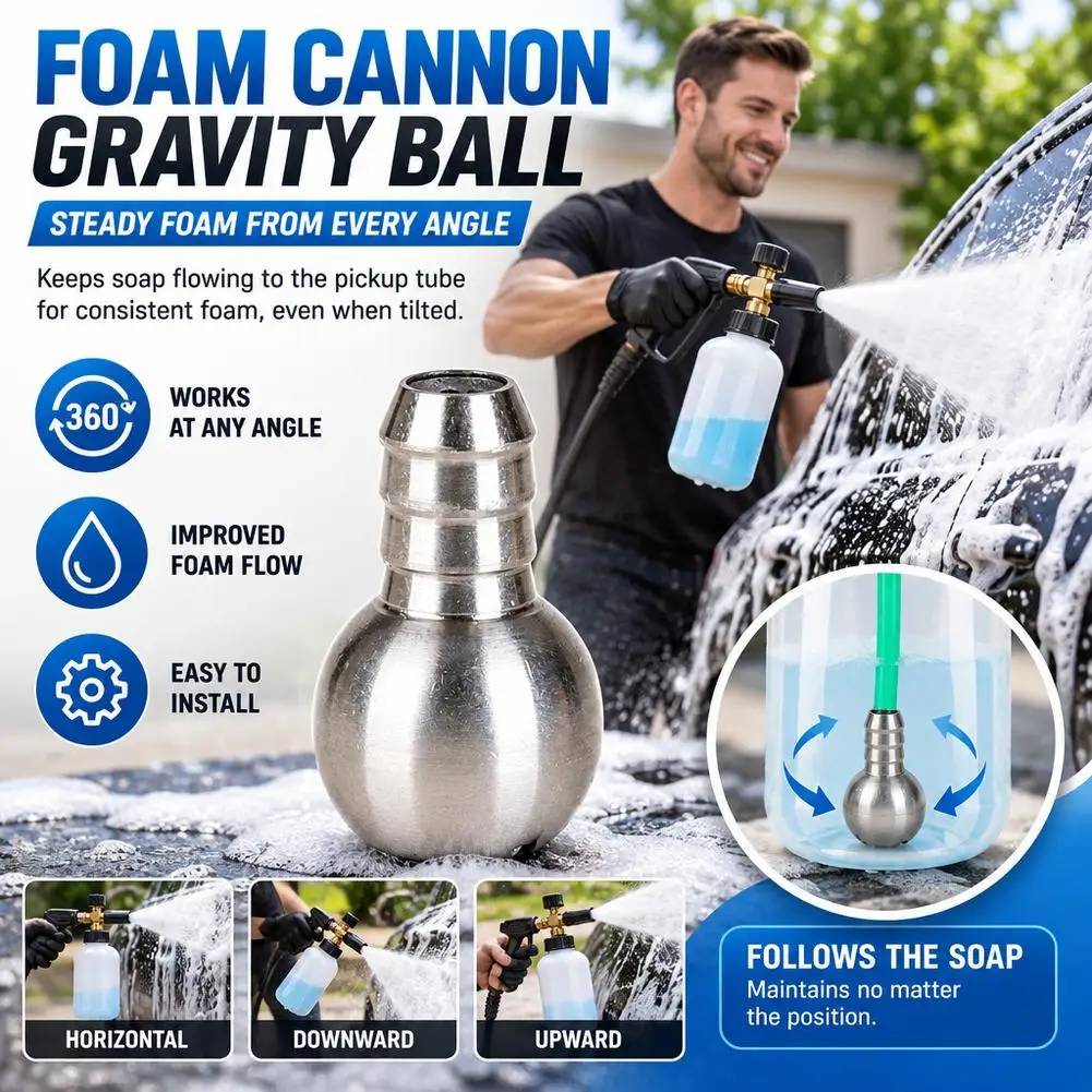 304 Stainless Steel Foam Cannon Gravity Ball Filter For High Pressure Washer Snow Foam Lance Car Wash Suction Tube