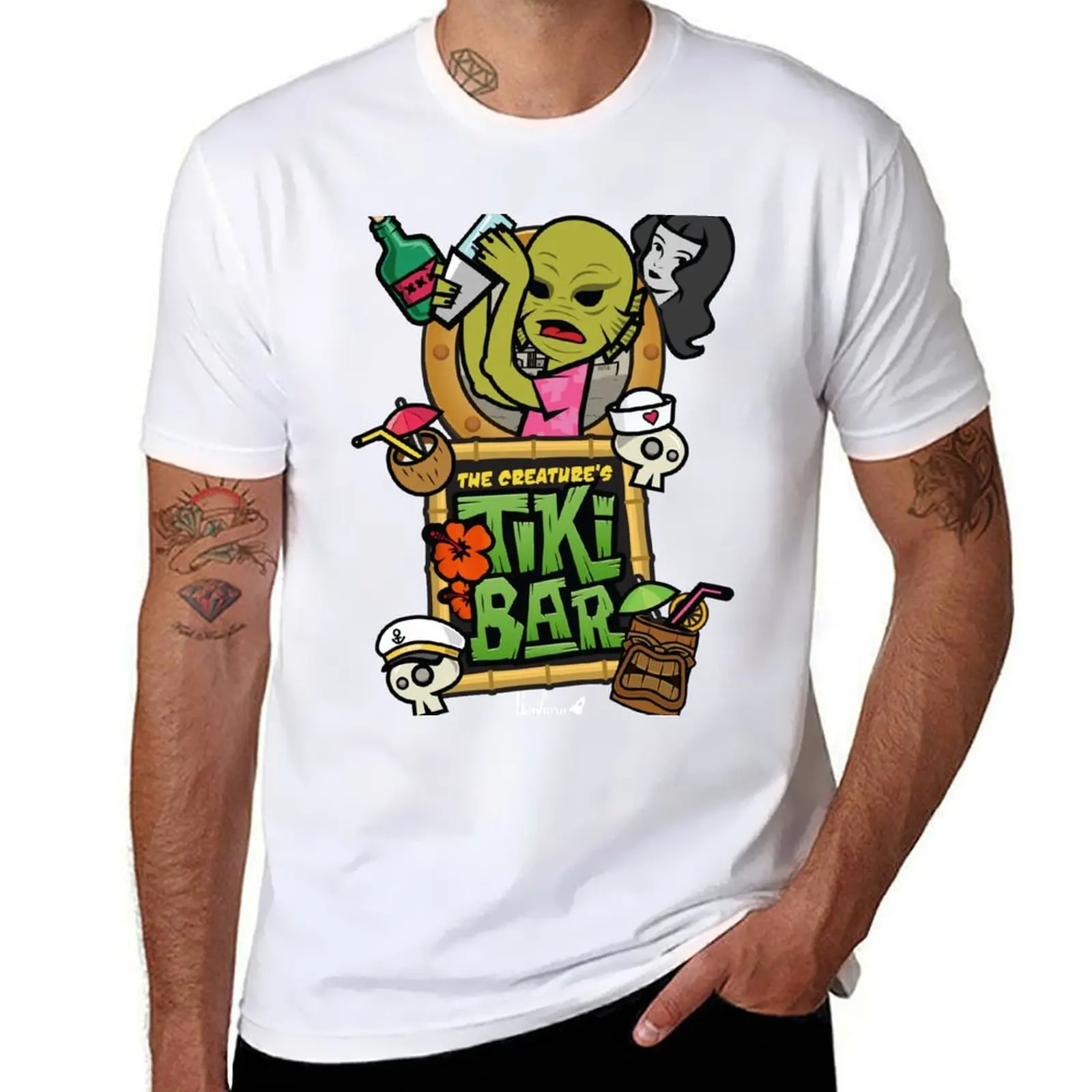 

The Creature's Tiki Bar T-Shirt man t shirt heavy cotton anime t shirts for man t shirt man casual T-shirt
