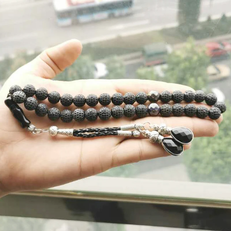 Tasbih Black zircon beads Temperature discoloration bracelet gift Misbaha stone accessories handmade jewelry