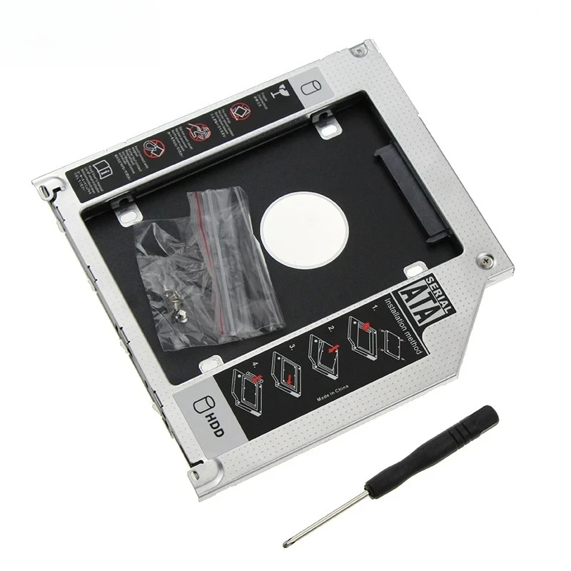 9.5mm 2.5 Inch SATA Aluminum Hard Drive Caddy Tray Laptop Optical‑Bay HDD SSD Adapter Replace Optical Drive Hard Disk Holder