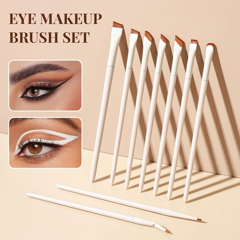 3/7/9pcs White Upgrade Blade Eyeliner Brush Eye Makeup Brushes Set Ultra Thin Fine Angle Flat Eyebrow Precise Detail Brush