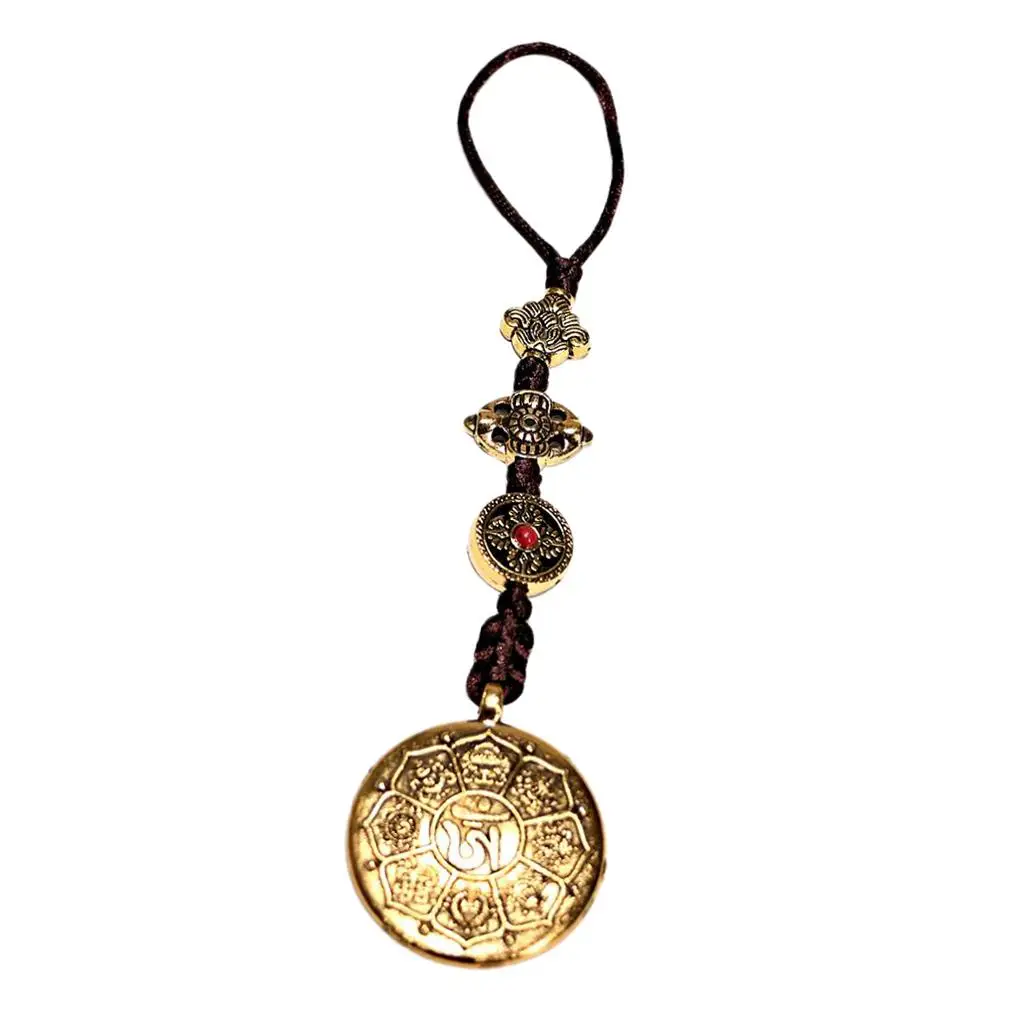 Tibetan Buddha Eight-diagram-shaped Appetizer Amulet Pendant Decor 4.3cm